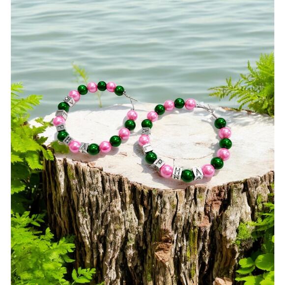 AKA Alpha Kappa Alpha Earrings Hoop - Picture 2 of 10